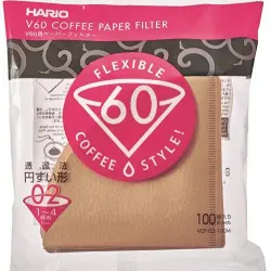 Filtro Hario V60 02 Sin blanquear 100UDS
