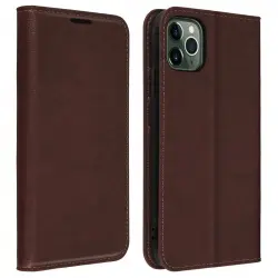 Avizar Funda de Piel Auténtica Marrón para Apple iPhone 11 Pro Max