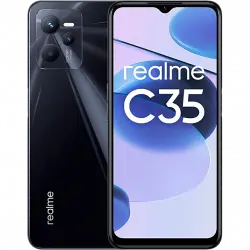 Móvil - realme C35, Glowing Black, 128 GB, 4 GB RAM, 6.6" FHD+, Unisoc T616, 5000 mAh, Android 11