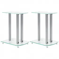 VidaXL Set de 2 Soportes para Altavoz Cristal Transparente/Plata