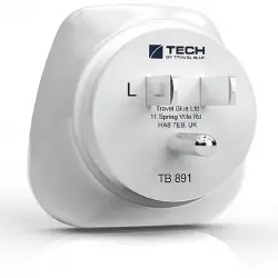 Adaptador - Tech Travel Blue 891, Estados Unidos, 250 V, 10 A, Blanco