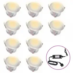 VidaXL Pack 10 Focos LED de Suelo Blanco Cálido