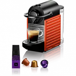 Cafetera de cápsulas - Nespresso®Krups Pixie XN3045, 19 bares, 0.70L, Espresso, Lungo, 12 cápsulas, Rojo