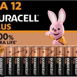 Pilas AA - Duracell PLUS MX1500 LR06 / LR6, alcalinas 1.5 V, Paquete 12 unidades, Negro