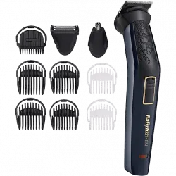 Afeitadora corporal - BaByliss MT728E, 9 Cabezales, Sin cable, Naricero y orejero,, 60 min, Negro