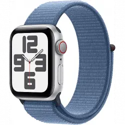 APPLE Watch SE (2023), GPS+CELL, 40 mm, Caja de aluminio plata, Vidrio delantero Ion-X, Correa Sport Loop azul invierno