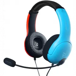 Auriculares gaming con cable - PDP LVL40, Micrófono, Para Nintendo Switch, Rojo y Azul Neón