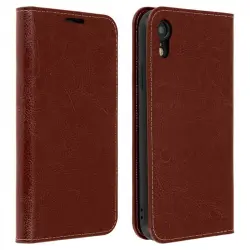 Avizar Funda de Cuero Marrón Oscuro para iPhone XR