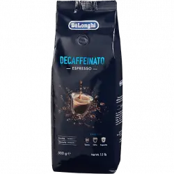 Café en grano - De’Longhi Decaffeinato DLSC607, 0.5 kg, Arábica y Robusta, Negro