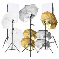 Kit De Estudio Fotográfico 9 Pzas Con Set De Luces Y Softboxes Vidaxl