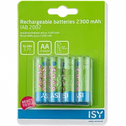 Pilas recargables - Isy IAB-2002, 4 pilas AA 2300 mAh