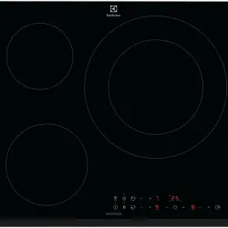 Placa de inducción - Electrolux LIL60336, 3 zonas, Zona grande 32 cm, Biselada, 60 Negro