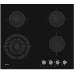 Beko Mesa Cristal Gas 60cm 4 Fuegos Negro - Hilw64222s