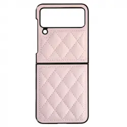 Funda Para Samsung Galaxy Z Flip 4 En Polipiel Rhombus Chic Series Rosa Claro