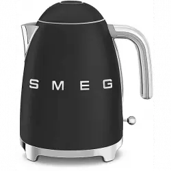 Hervidor de agua - Smeg KLF03BLMEU, 1.7 l, Retro, 2400 W, Acero inoxidable, Rotación 360º, Mate, Negro