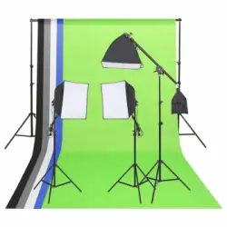 Kit Iluminación De Estudio Fotográfico Con Fondos Y Reflector Vidaxl