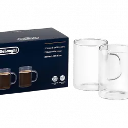 Taza - De'Longhi Americano Cold Brew DLSC320, 0.25 l, Pack 2 tazas, Vidrio, Transparente