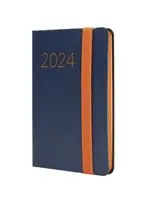 Agenda anual 2024 Finocam A7 Flexi Lisa F2 semana vista horizontal Azul catalán