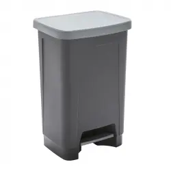 Cubo de basura de plástico negro 50L con pedal