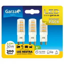 Garza Pack 3 Bombillas LED 3.5W G9 Blanco Neutro