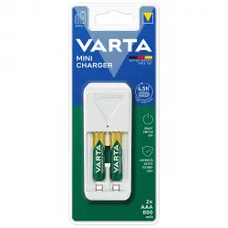 Varta - Cargador De Pilas Recargable Mini Charger AA / AAA (incluye 2 Bat. AAA 800mAh)