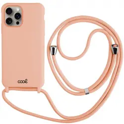 Cool Funda Cordón Liso Rosa para iPhone 15 Pro Max