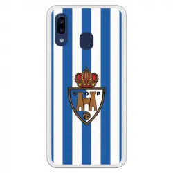 Funda Oficial Escudo S.d. Ponferradina Fondo Rayas Azules Y Blancas Para Samsung Galaxy A20e