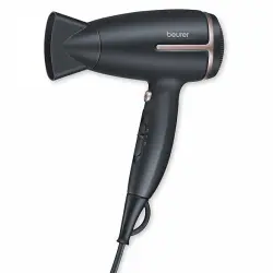 Secador - Beurer HC25, 1600W, Difusor profesional, 2 velocidades, Función de iones, Mango plegable, Negro