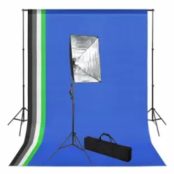 Set De Estudio Fotográfico Con Telón De Fondo E Iluminación Softbox Vidaxl