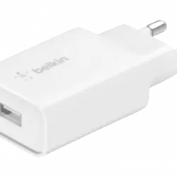 Cargador de pared - Belkin WCA001VFWH, BOOST CHARGE™, Para móvil, batería portátil, tablet, 18 W, USB-A, Blanco