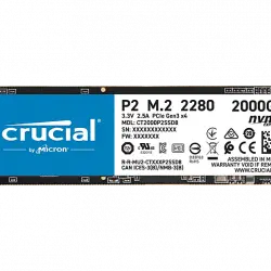 Disco duro SSD 2 TB - Crucial CT2000P2SSD8, PCIe NVMe Gen 3, 2400 MB/s lectura, 1900 escritura, Negro