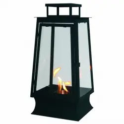 Purline MYSTIC Biochimenea de Sobremesa Farol con Vidrio Templado 1000W Negro