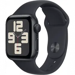 APPLE Watch SE (2023), GPS, 40 mm, Caja de aluminio medianoche, Vidrio delantero Ion-X, Talla S/M, Correa deportiva medianoche