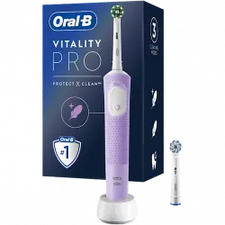 Cepillo eléctrico - Oral-B Vitality Pro, Con 2 Cabezales, Diseñado Por Braun, Morado