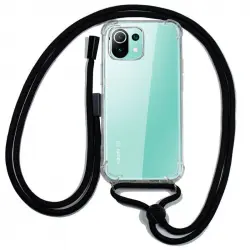 Cool Funda Transparente con Cordón Negro para Xiaomi MI 11 Lite/ Mi 11 Lite 5G