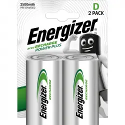 Energizer Power Plus Pilas Recargables 2500mAh D HR20 2 Unidades