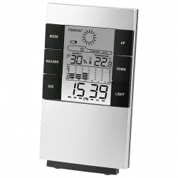 Estación meteorológica - Hama Termohigrómetro LCD TH-200, Previsión de la Temperatura y Humedad, Función Alarma, Plata
