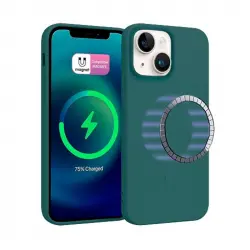 Icoveri Funda Silicona con Círculo Magnético Verde para iPhone 15 Plus