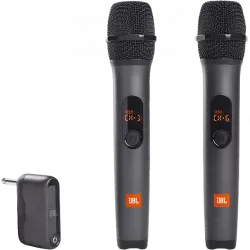 Micrófono - JBL Wireless Microphone Set, Inalámbricos, Cardioide, Pack de 2 + Receptor, Negro