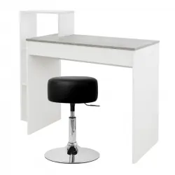 ML-Design Escritorio Con 3 Estantes 110x72x40cm Blanco/Gris