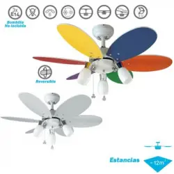 Ventilador De Techo Con Luz Blanco/multicolor Tones