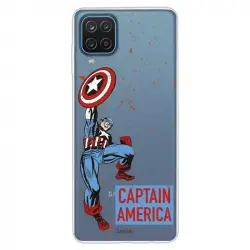 Funda para Samsung Galaxy A12 Oficial de Marvel Capitán América Fondo Puntos Rojos