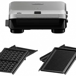 Grill - Braun SnackMaker 5 SM5006, 800 W, 2 tipos de placas, Plata