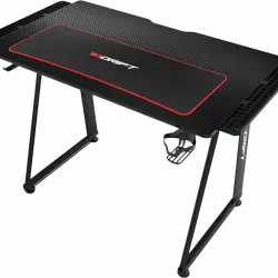 Mesa gaming - Drift DRDZ75, Acabado en fibra de carbono, Alfombrilla lavable, 113 x 60 75 cm, Negro