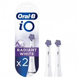 Recambio para cepillo dental - Oral-B iO Radiant White, Pack De 2 Unidades, Blanco