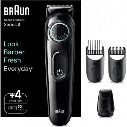 Barbero - Braun Series 3 BT3421, Recortadora De Barba, Dial de precisión, 40 ajustes longitud, accesorios