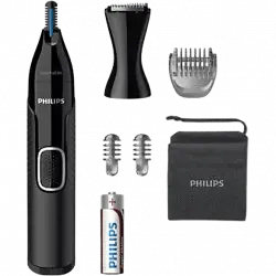 Cortapelos - Philips NT5650/16, Recortador de precisión para nariz, orejas y cejas, Negro