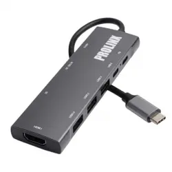 Prolinx - Hub Adaptador Tipo C Multipuerto 9 En 1 Gris Metálico