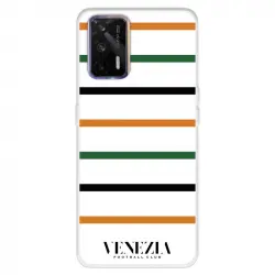 Funda Para Realme Gt Del Venezia Fondo Blanco Rayas - Licencia Oficial Venezia Football Club