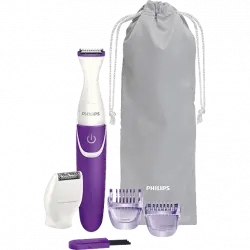 Rasuradora - Philips BRT383/15, 2 peines guía, Cabezal de corte para bikini, Uso en seco y humedo Violeta blanco